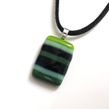 Green stripes fused glass pendant