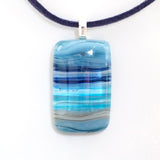 Blue seascape fused glass pendant