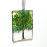 Green tree fused glass greetings card
