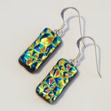 Textured dichroic fused glass earrings