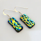 Textured dichroic fused glass earrings