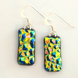 Textured dichroic fused glass earrings