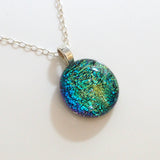 Green fused dichroic glass pendant