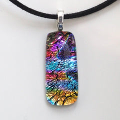 Multicolour fused dichroic glass pendant
