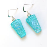 Light turquoise fused dichroic glass earrings