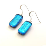 Green turquoise dichroic glass earrings