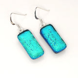 Green turquoise dichroic glass earrings