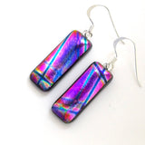 Purple and pink dichroic glass earrings