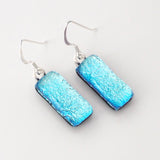 Ice blue fused dichroic glass earrings