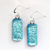 Ice blue fused dichroic glass earrings