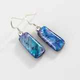 Blue lavender fused glass earrings