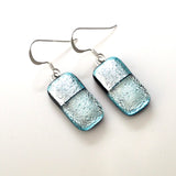 Silver dichroic glass earrings