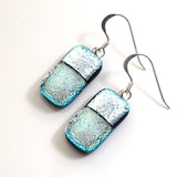 Silver dichroic glass earrings