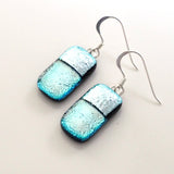 Silver dichroic glass earrings