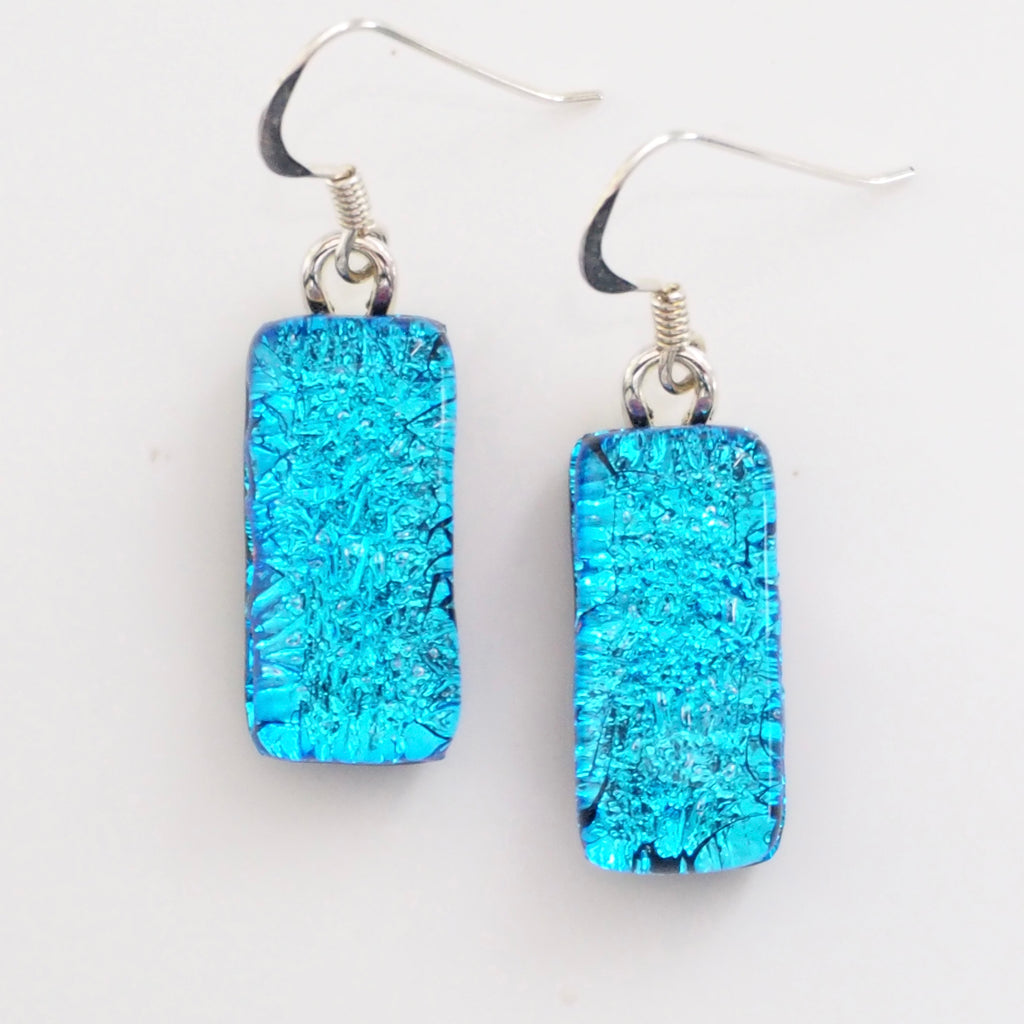 Turquoise dichroic glass earrings