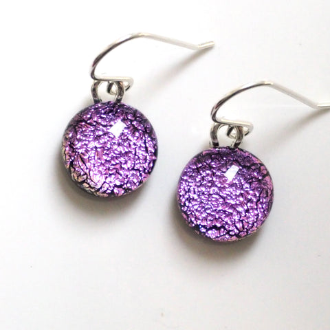 Pale pink dichroic glass earrings