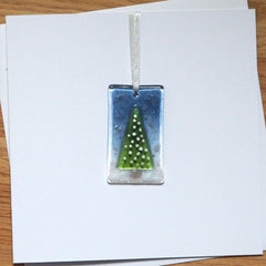 Christmas tree fused glass greetings card