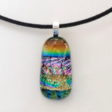 Rainbow and pink dichroic glass pendant