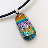 Rainbow and pink dichroic glass pendant