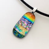 Rainbow and pink dichroic glass pendant