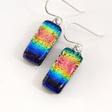 Rainbow dichroic glass earrings