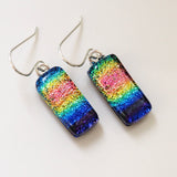 Rainbow dichroic glass earrings