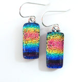 Rainbow dichroic glass earrings