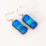 Blue turquoise dichroic glass earrings