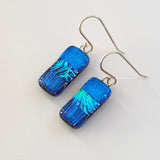 Blue turquoise dichroic glass earrings