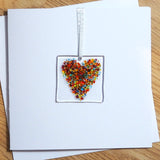 Rainbow heart fused glass greetings card