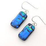 Blue and green dichroic glass earrings