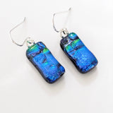 Blue and green dichroic glass earrings