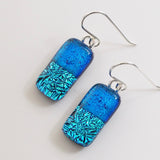 Turquoise and aqua dichroic glass earrings