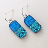 Turquoise and aqua dichroic glass earrings