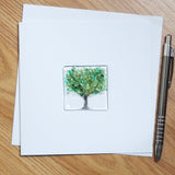 Green tree fused glass greetings card