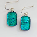 Emerald peacock dichroic glass earrings