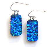 Blue turquoise pebble effect glass earrings