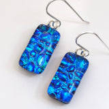 Blue turquoise pebble effect glass earrings