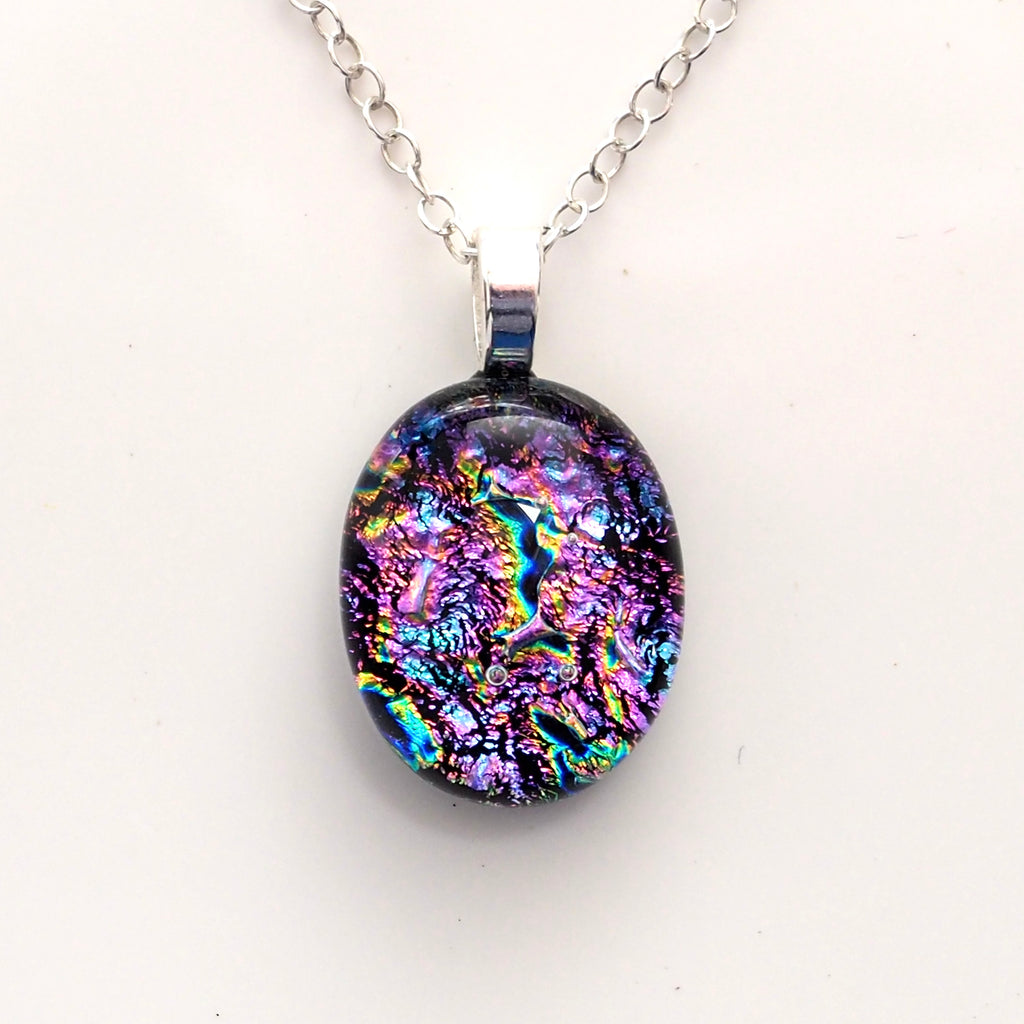 Pink dichroic glass pendant