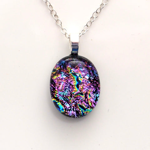 Pink dichroic glass pendant