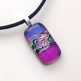 Purple and pink fused dichroic glass pendant