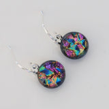 Rainbow colours round dichroic glass earrings