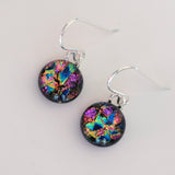 Rainbow colours round dichroic glass earrings