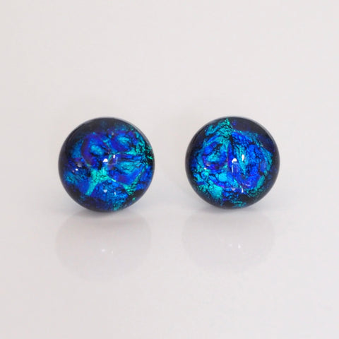 blue and turquoise glass stud earrings