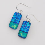 Blue and Green fused dichroic glass earrings
