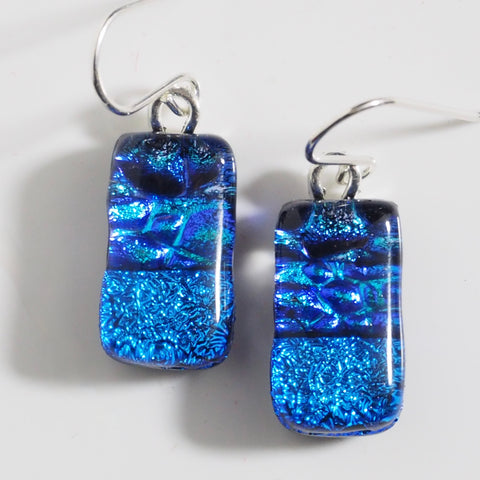 Blue fused glass earrings