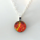 Orange and yellow fused dichroic glass pendant