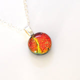 Orange and yellow fused dichroic glass pendant