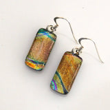 Light bronze dichroic glass earrings