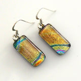 Light bronze dichroic glass earrings